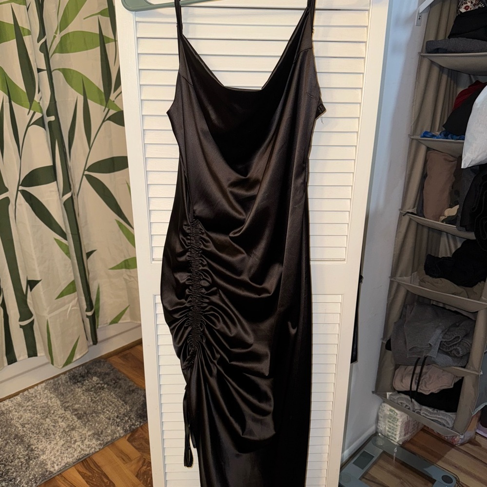 Elegant Black Ruched Dress Size Small